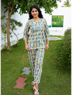 MANGAI Premium Cotton Printed Night Suits | Stylish Print's All Over | Top & Bottom Set | 3/4 Sleeve | Trendy Night Suits for Stylish Women's (TPS-3/4)