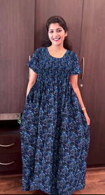 Crush Smocking Nighties for Stylish Women | Soft wrinkled texture Smocking Model | Rounded neck with Side Pocket | Daily wear Nighties for trendy women (PPL)