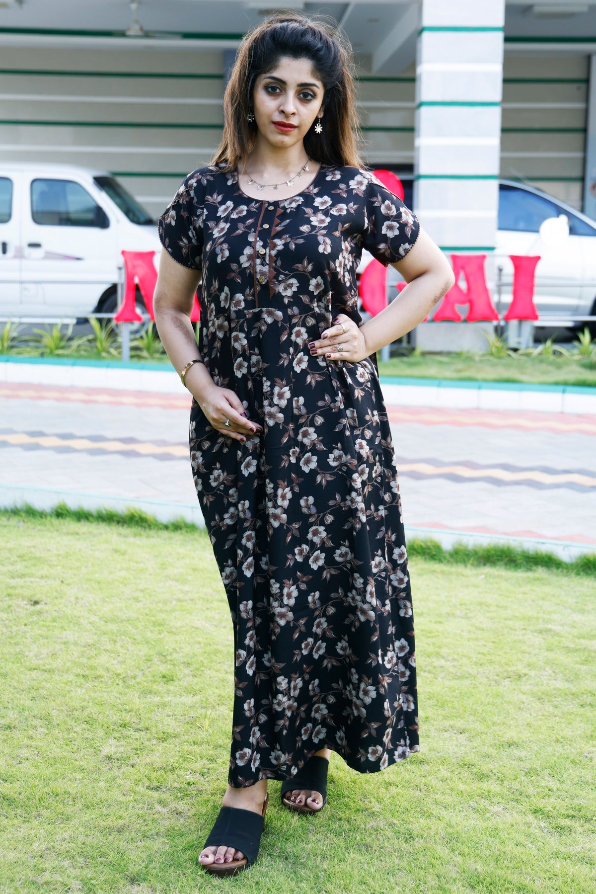 Alpine KURTI Style Nighties| Beautiful Stylish KURTI Model | Half Sleeve | Without Zipper | Stylish Thread Tied Front Closed Type | Fresh Collection's for Stylish Women's (AK-H)