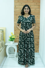 Stylish Arrivals Rayon Gathering Frock Model Night Gown's | Front Adjustable Gathering Style Rope Rope | Puff Sleeve | Trending Collection's for Stylish Women's (GFK)