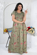 MANGAI Premium RAYON Smocking Nighty | Beautiful Pleated Design | Side Pocket | Stylish Nighty for Trendy Women's | Your Perfect Nightwear Collection's (RYS)