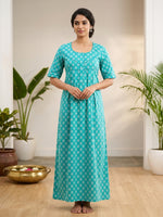 MANGAI Cotton Printed Pleated Model Half Sleeve 5XL Size Nighties for Stylish Women's (5PZ)