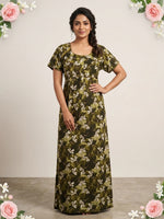 MANGAI Cotton Printed Pleated Model Half Sleeve 5XL Size Nighties - Fancy Neck | With Side Pocket | Shrinkage Free Nighties (5PZ)