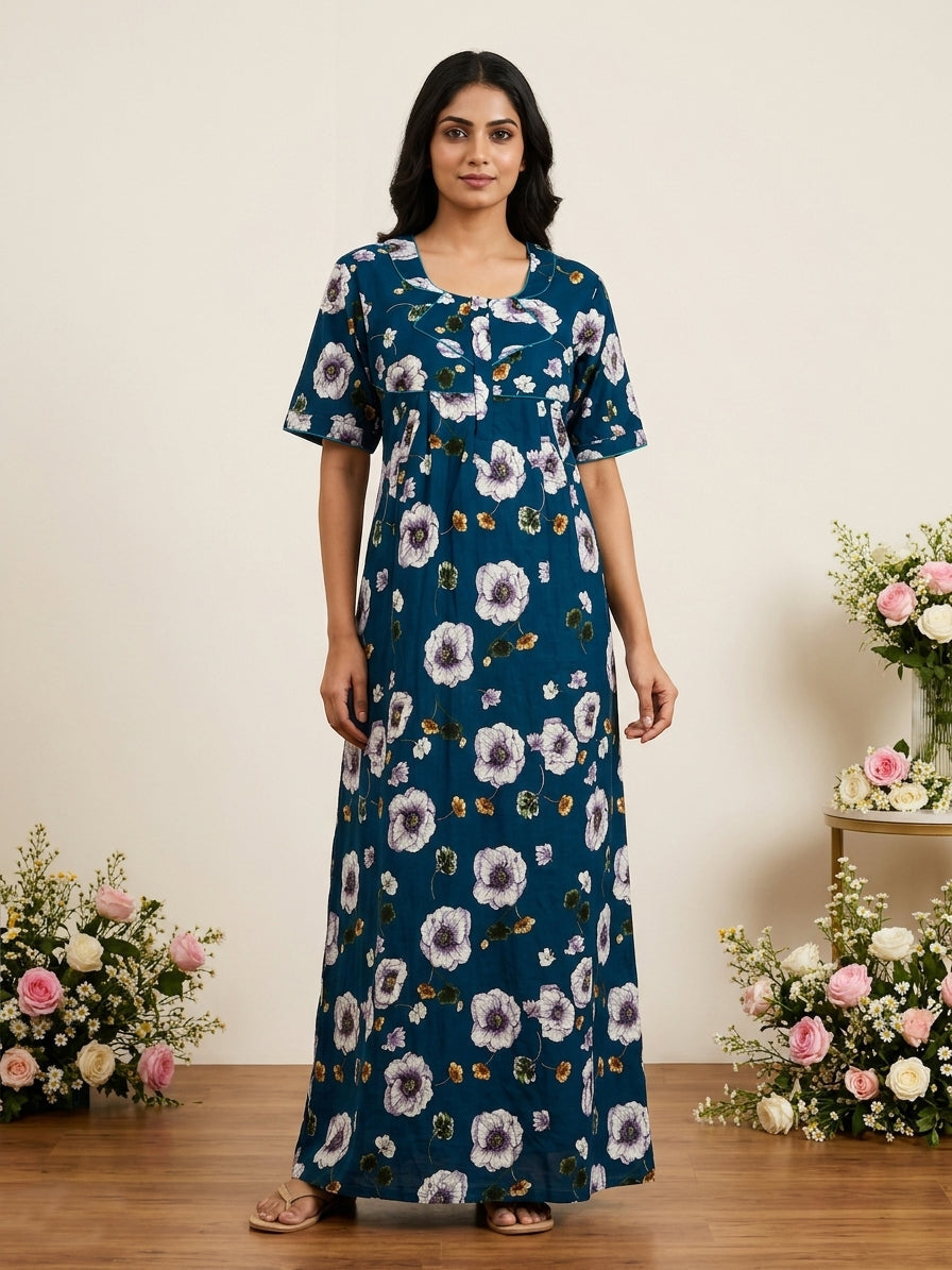 MANGAI Premium Cotton Printed Pleated Model Half Sleeve 4XL Size Shrinkage Free Nighties (4PZ)