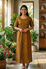 MANGAI Cotton Printed Pleated Model Half Sleeve 3XL Size Nighties (3PZ)