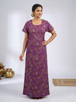 MANGAI Cotton Printed Pleated Model Half Sleeve 5XL Size Nighties withFancy Neck | With Side Pocket (5PZ)