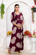 Soft Rayon4-IN-ONE Mom's Feeding & Casual Wear| Pre & Post Maternity Wear | Fancy Long Frock | Best Choice for Pregnancy Women (FIO-F)