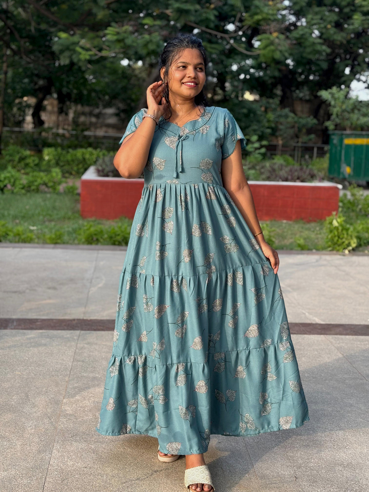 Stylish Alpine FULL FROCK Model Nighties| Fancy Sleeves & Neck Pattern| Side Pocket with Back Tie Rope | Perfect Nightwear Trendy Women's (AFK)