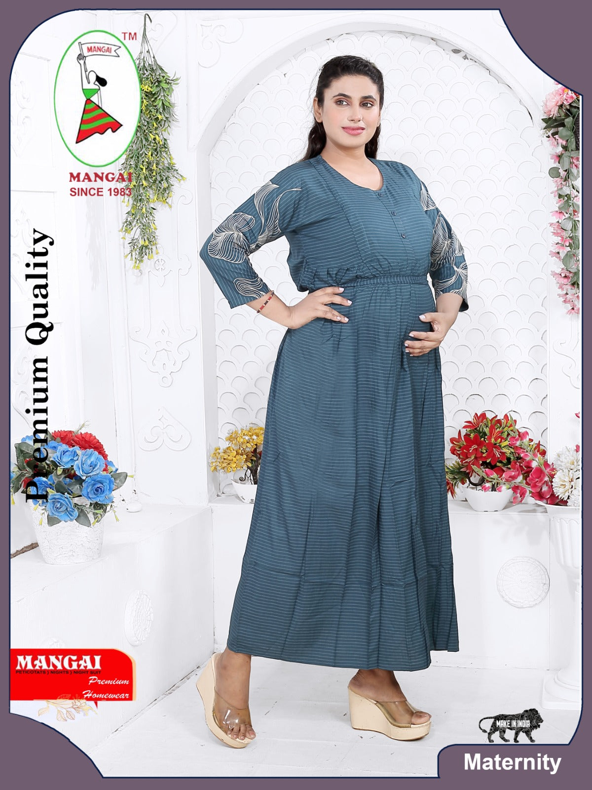 Soft Rayon4-IN-ONE Mom's Feeding & Casual Wear| Pre & Post Maternity Wear | Fancy Long Frock | Best Choice for Pregnancy Women (FIO-F)