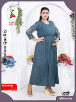 Soft Rayon4-IN-ONE Mom's Feeding & Casual Wear| Pre & Post Maternity Wear | Fancy Long Frock | Best Choice for Pregnancy Women (FIO-F)