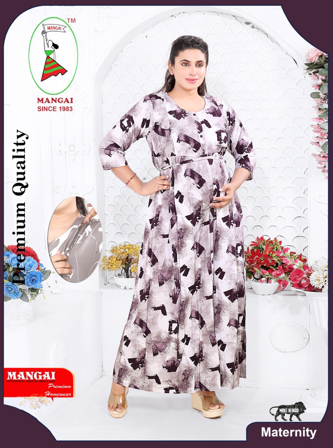 Soft Rayon4-IN-ONE Mom's Feeding & Casual Wear| Pre & Post Maternity Wear | Fancy Long Frock | Best Choice for Pregnancy Women (FIO-F)