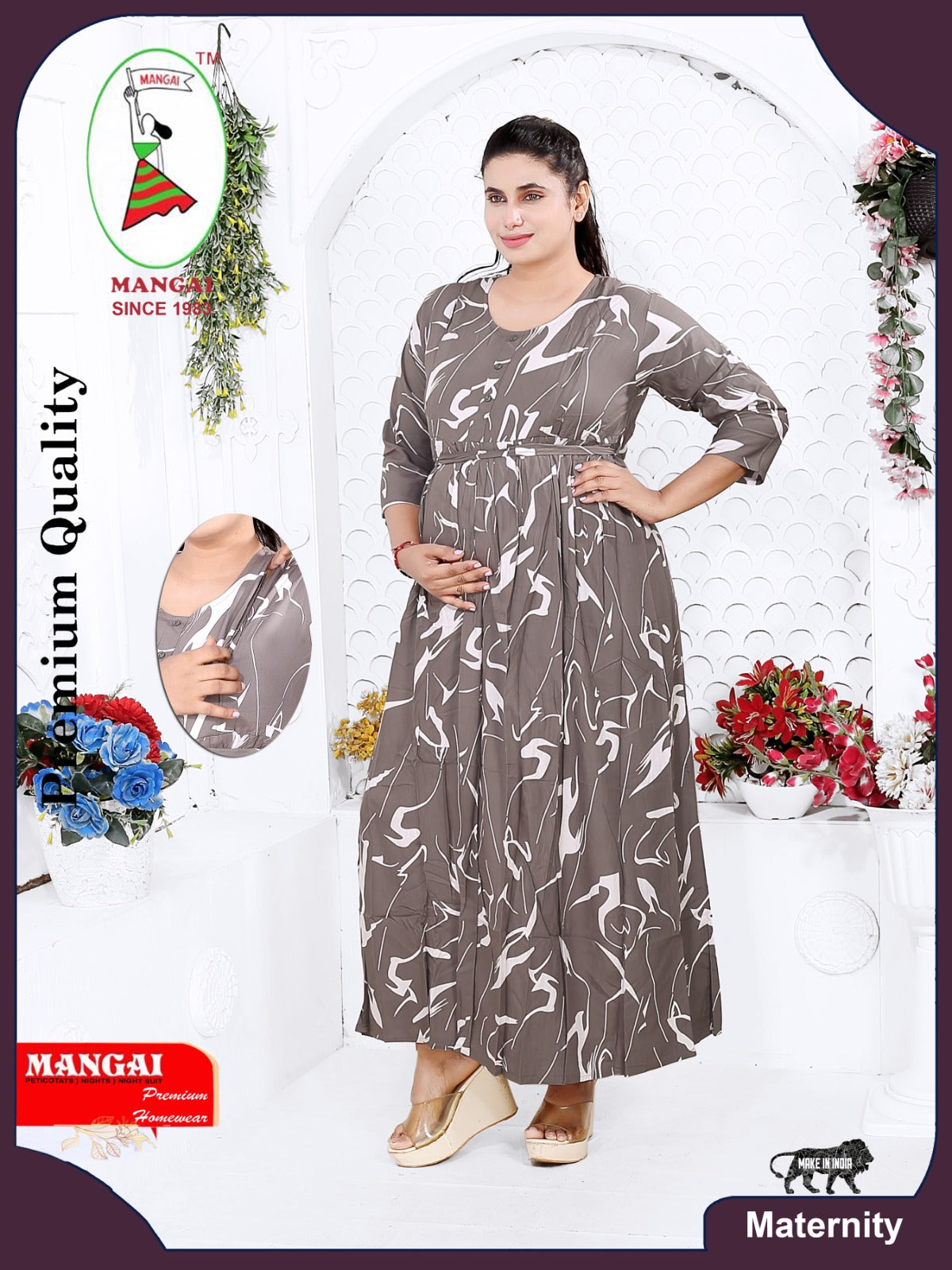 Soft Rayon4-IN-ONE Mom's Feeding & Casual Wear| Pre & Post Maternity Wear | Fancy Long Frock | Best Choice for Pregnancy Women (FIO-F)