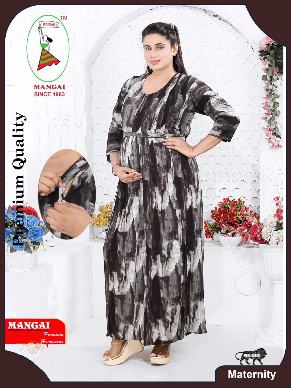 Soft Rayon4-IN-ONE Mom's Feeding & Casual Wear| Pre & Post Maternity Wear | Fancy Long Frock | Best Choice for Pregnancy Women (FIO-F)