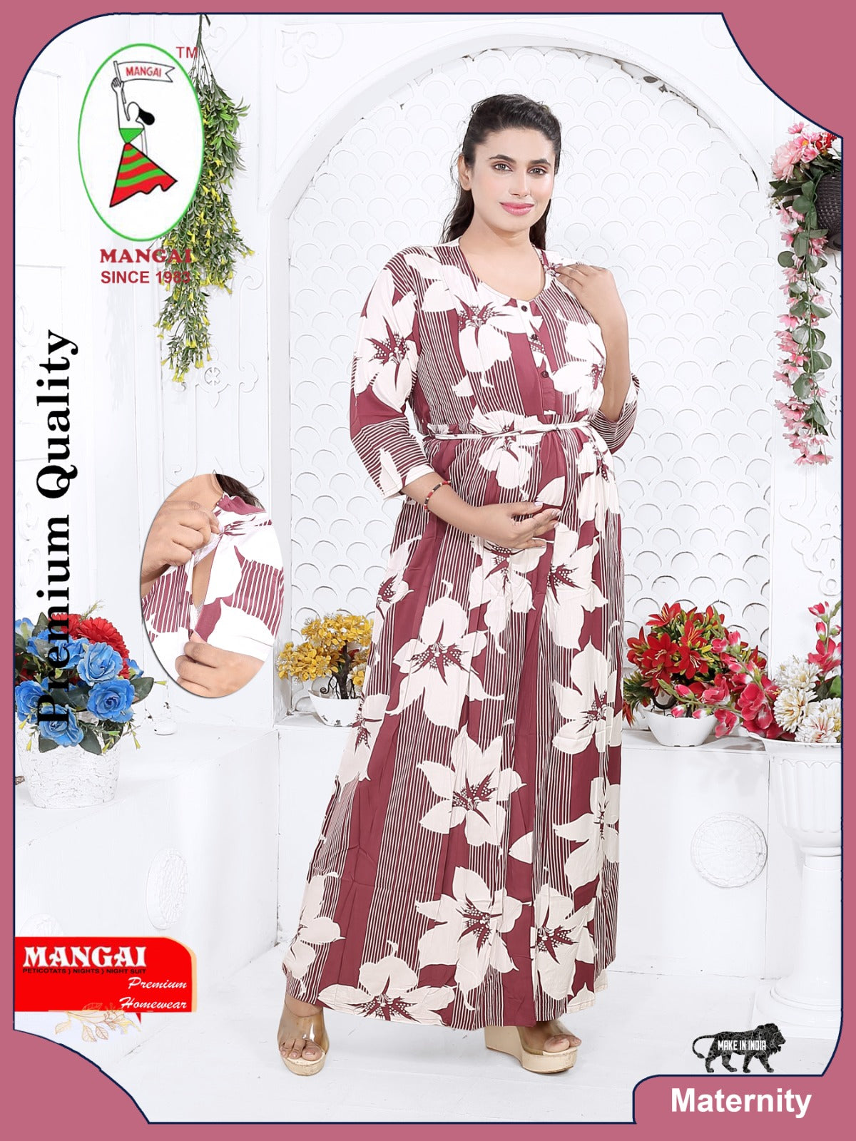 Soft Rayon4-IN-ONE Mom's Feeding & Casual Wear| Pre & Post Maternity Wear | Fancy Long Frock | Best Choice for Pregnancy Women (FIO-F)