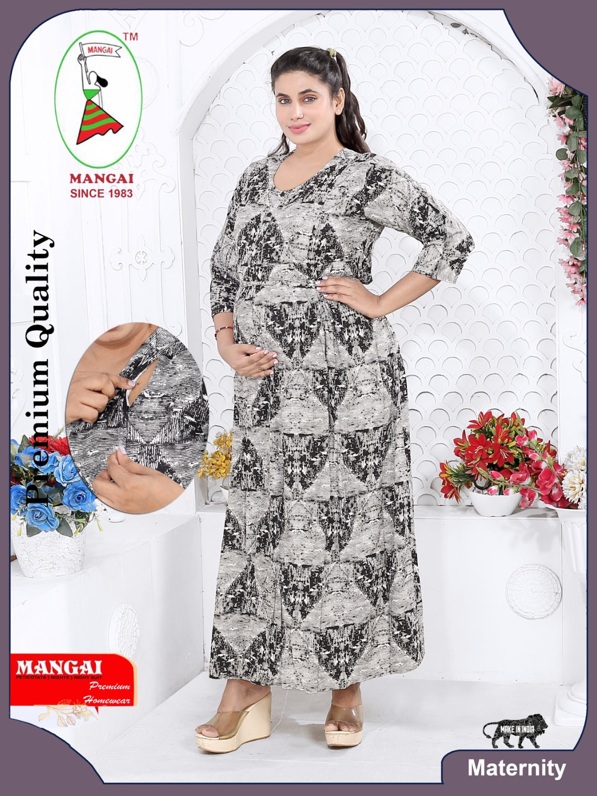 Soft Rayon4-IN-ONE Mom's Feeding & Casual Wear| Pre & Post Maternity Wear | Fancy Long Frock | Best Choice for Pregnancy Women (FIO-F)