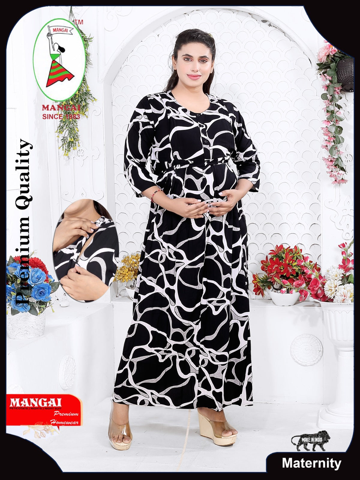 Soft Rayon4-IN-ONE Mom's Feeding & Casual Wear| Pre & Post Maternity Wear | Fancy Long Frock | Best Choice for Pregnancy Women (FIO-F)