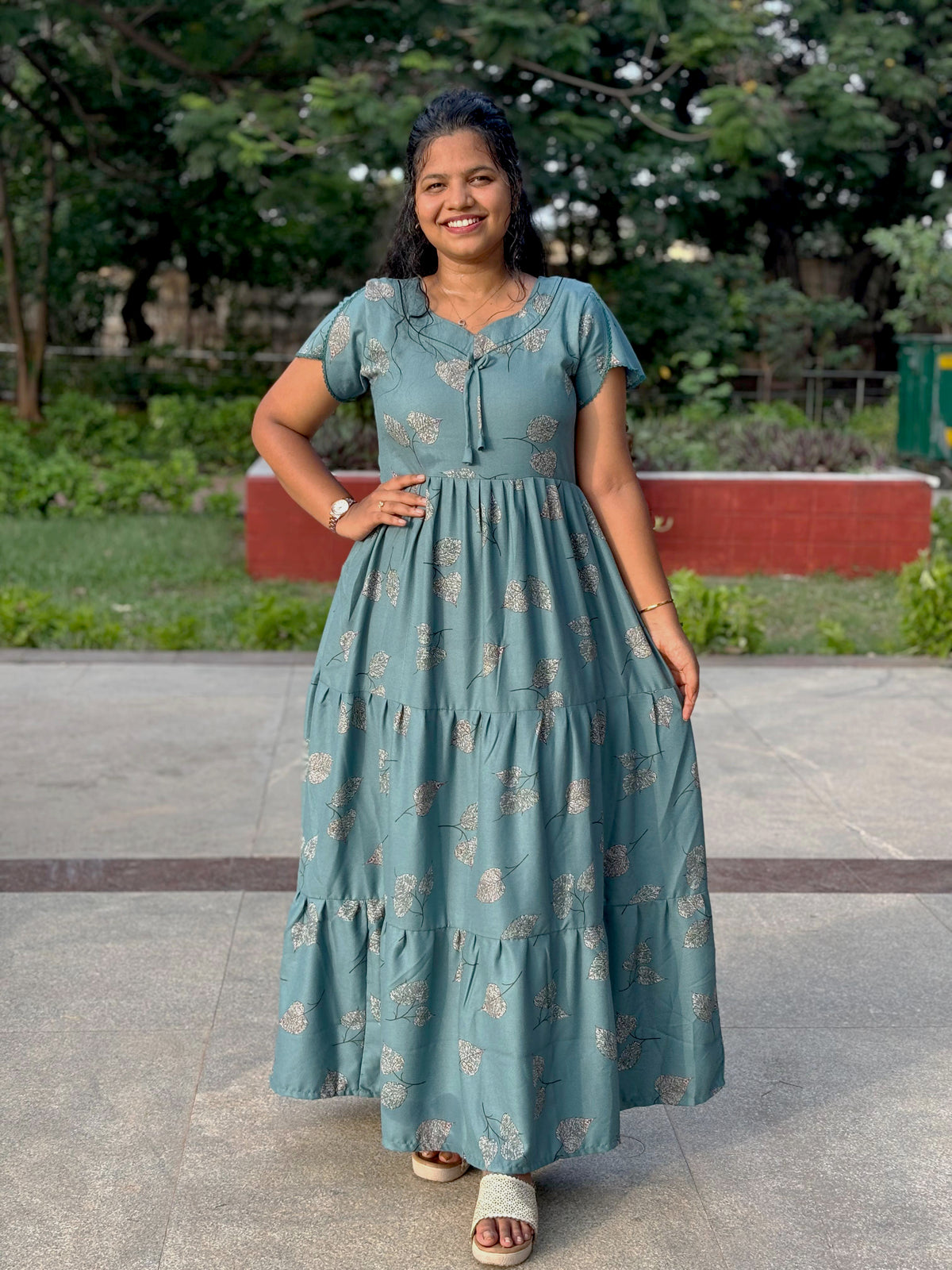 Stylish Alpine FULL FROCK Model Nighties| Fancy Sleeves & Neck Pattern| Side Pocket with Back Tie Rope | Perfect Nightwear Trendy Women's (AFK)