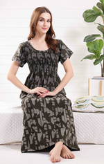 New Arrivals ALPINE Smocking Nighty | Beautiful Pleated Design | Side Pocket | Stylish Nighty for Trendy Women's | Your Perfect Nightwear Collection's (ALS)