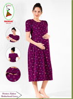 MANGAI HOSIERY Cotton Zipless Feeding Wear | Fancy Sleeve with Round Neck | Flap Open Zipless Feeding wear for Pregnancy Women (MMG)