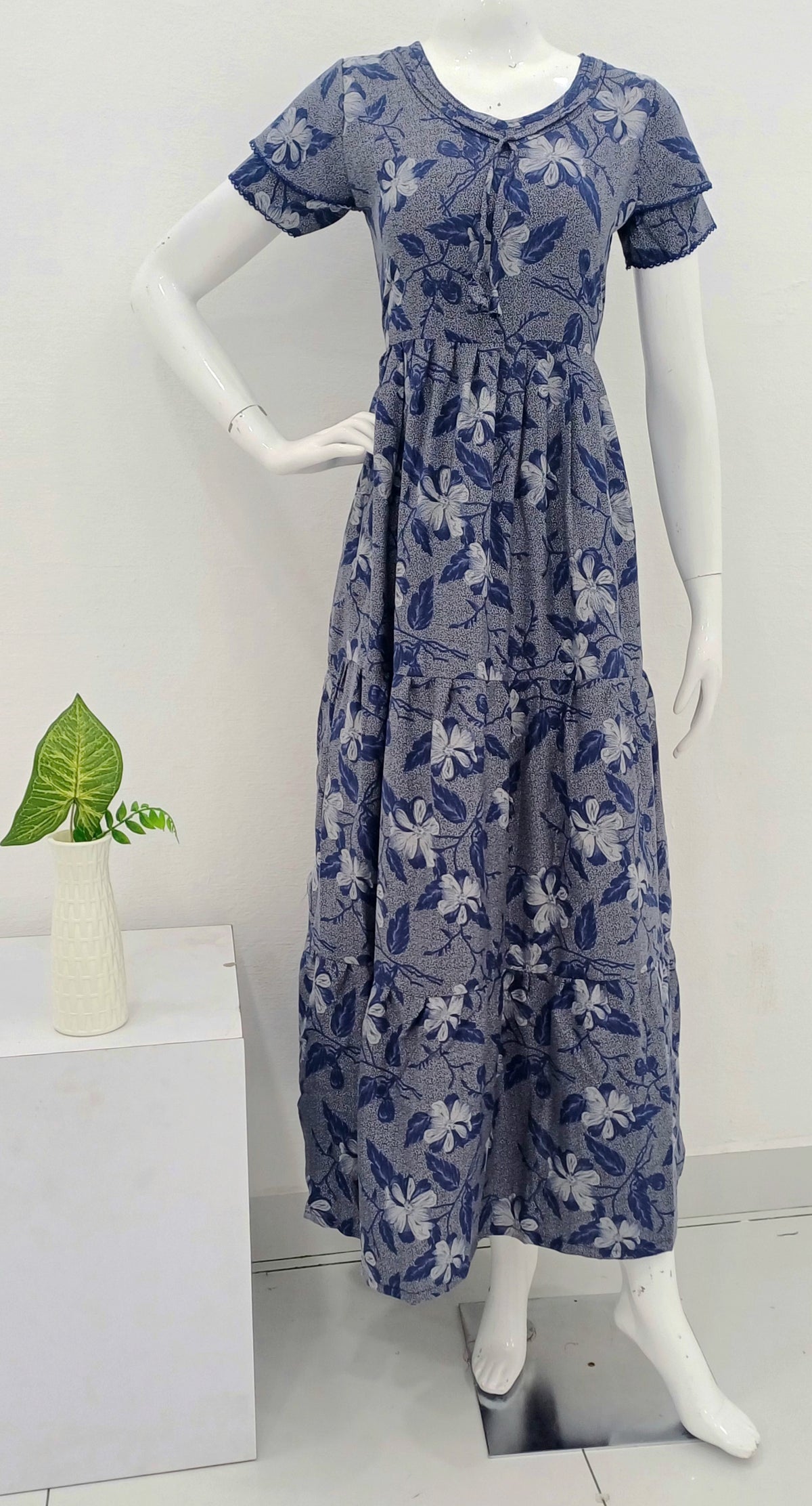 Stylish new FULL FROCK Model Nighties| Fancy Sleeves & Neck Pattern| Side Pocket with Back Tie Rope | Perfect Nightwear Trendy Women's (FRK)