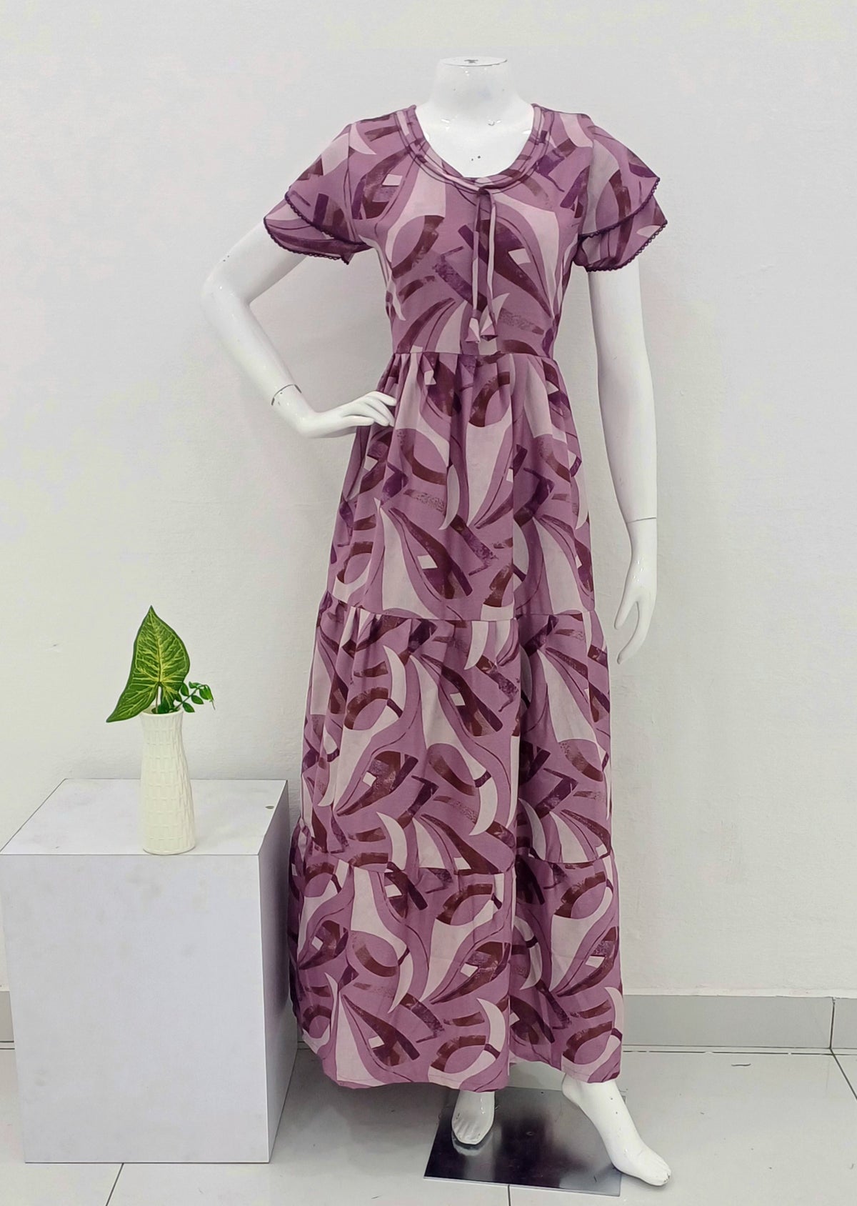 Stylish new FULL FROCK Model Nighties| Fancy Sleeves & Neck Pattern| Side Pocket with Back Tie Rope | Perfect Nightwear Trendy Women's (FRK)