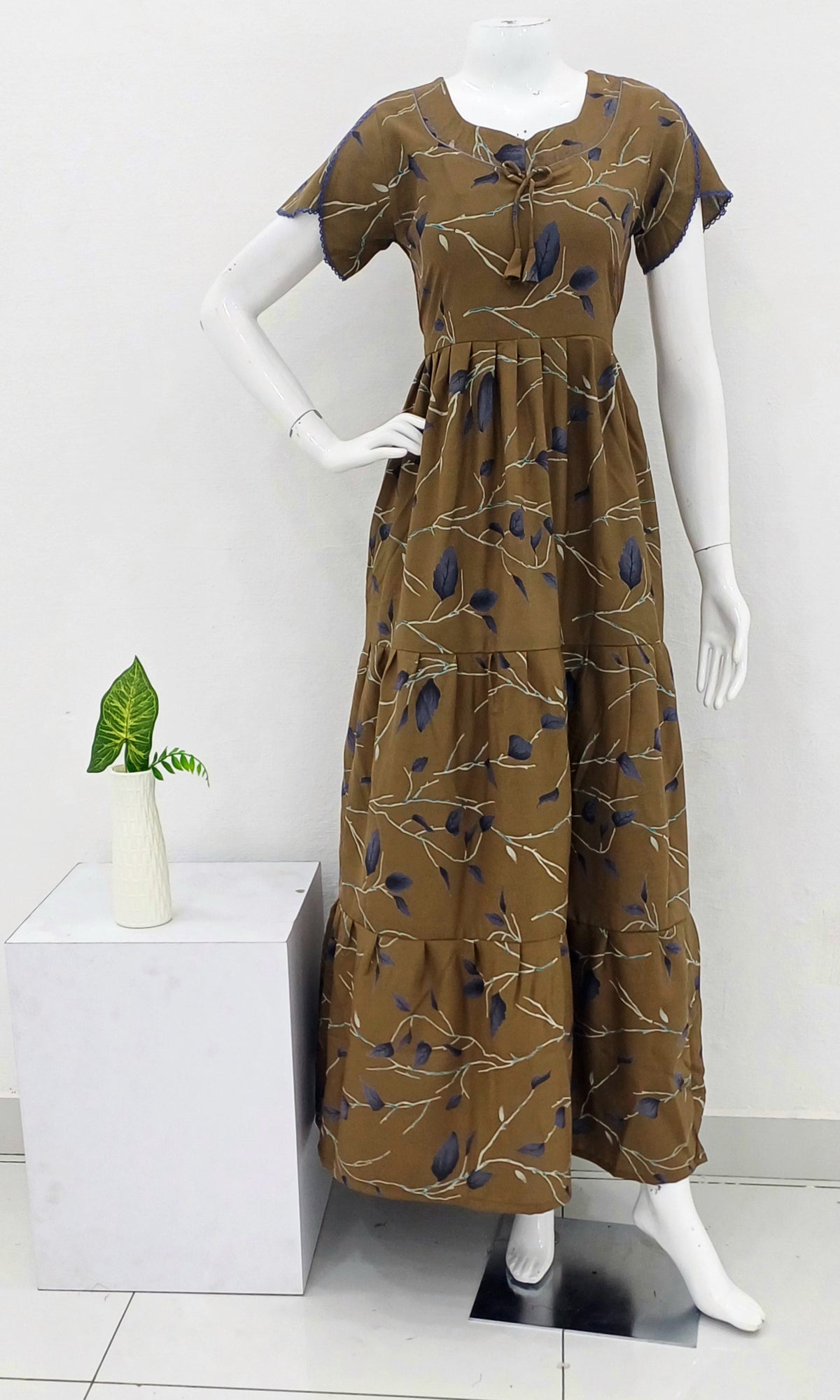 Stylish new FULL FROCK Model Nighties| Fancy Sleeves & Neck Pattern| Side Pocket with Back Tie Rope | Perfect Nightwear Trendy Women's (FRK)