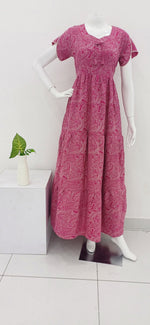 Stylish Alpine FULL FROCK Model Nighties| Fancy Sleeves & Neck Pattern| Side Pocket with Back Tie Rope | Perfect Nightwear Trendy Women's (FRK)