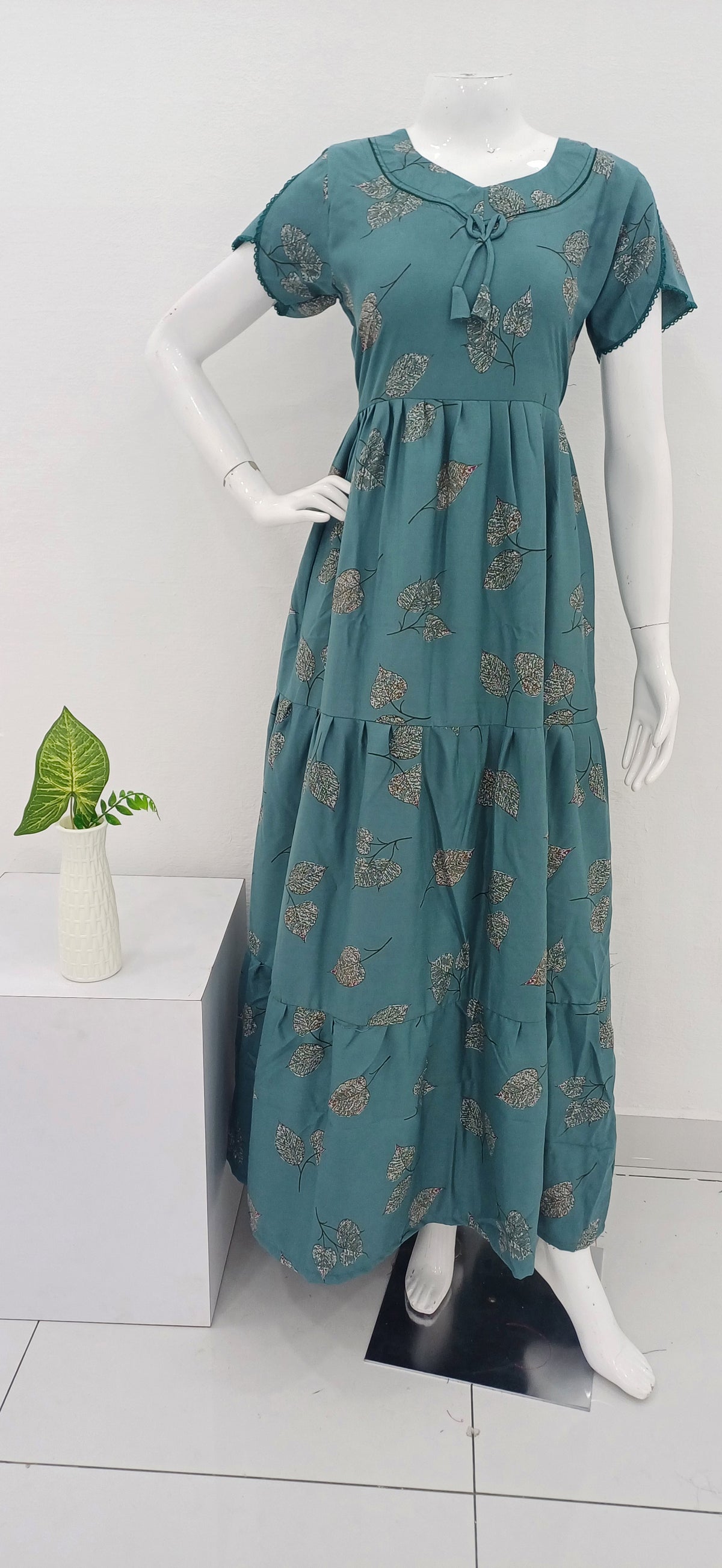 Stylish Alpine FULL FROCK Model Nighties| Fancy Sleeves & Neck Pattern| Side Pocket with Back Tie Rope | Perfect Nightwear Trendy Women's (AFK)