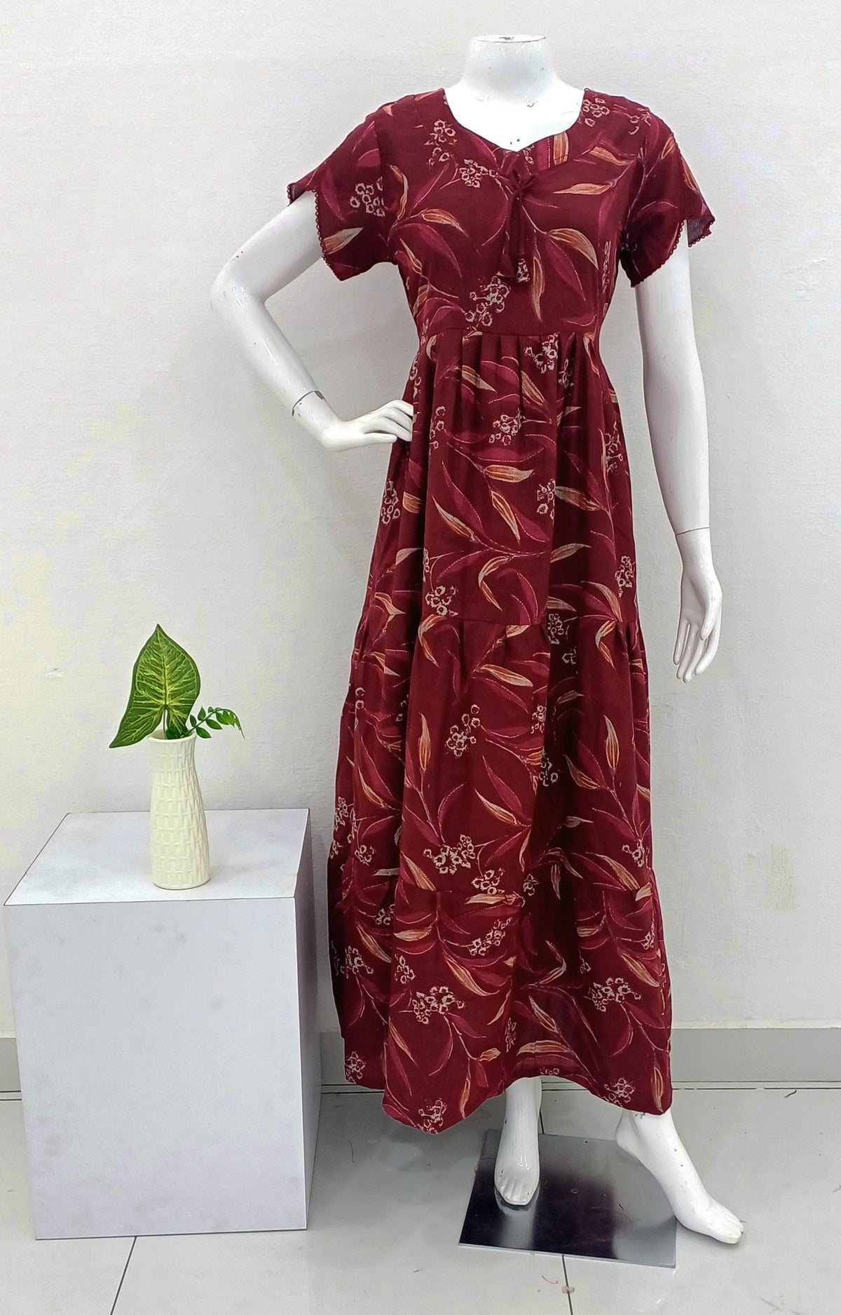 Stylish Alpine FULL FROCK Model Nighties| Fancy Sleeves & Neck Pattern| Side Pocket with Back Tie Rope | Perfect Nightwear Trendy Women's (FRK)