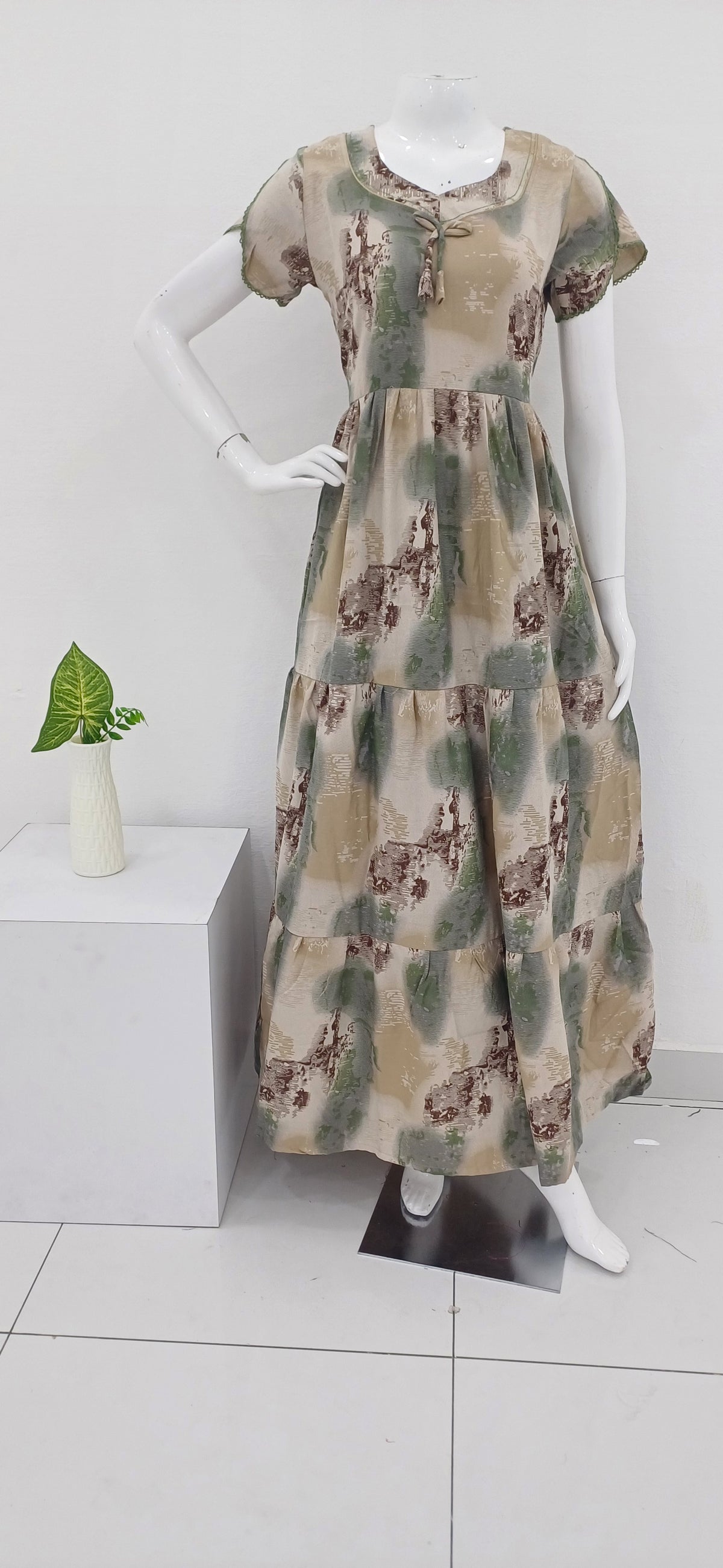 Stylish Alpine FULL FROCK Model Nighties| Fancy Sleeves & Neck Pattern| Side Pocket with Back Tie Rope | Perfect Nightwear Trendy Women's (FRK)