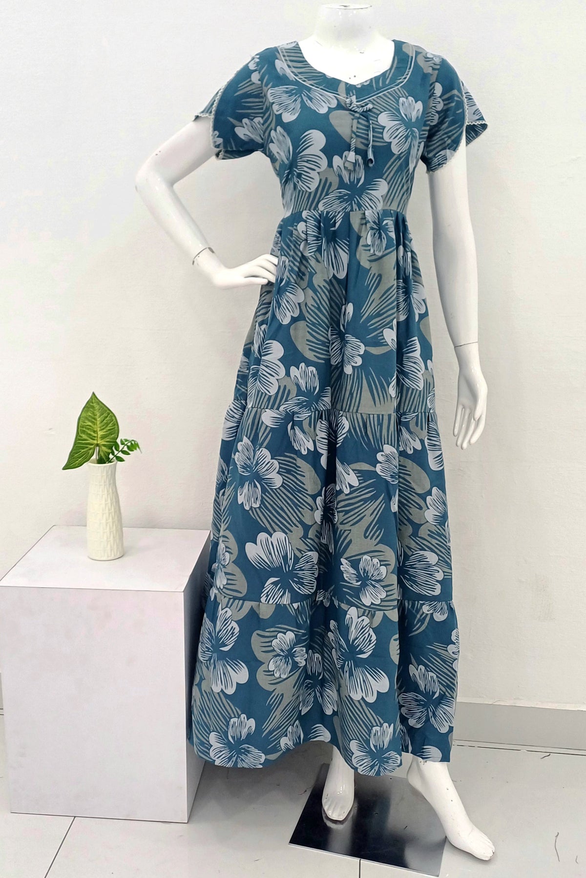 Stylish Alpine FULL FROCK Model Nighties| Fancy Sleeves & Neck Pattern| Side Pocket with Back Tie Rope | Perfect Nightwear Trendy Women's (FRK)