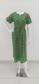 Cotton Gathering Frock for Summer Arrivals | Side Pocket | Elegant Casual Night Wear for Trendy Women's (FKC)