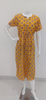 Cotton Gathering Frock for Summer Arrivals | Side Pocket | Elegant Casual Night Wear for Trendy Women's (FKC)