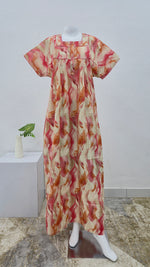 MANGAI Premium Cotton Printed Pleated Model Half Sleeve 3XL Size Nighties - Fancy Neck | With Side Pocket |Shrinkage Free Nighties | Trendy Collection's for Stylish Women's (3XL-SBS)