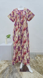 MANGAI Premium Cotton Printed Pleated Model Half Sleeve 3XL Size Nighties - Fancy Neck | With Side Pocket |Shrinkage Free Nighties | Trendy Collection's for Stylish Women's (3XL-SBS)