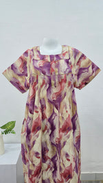 MANGAI Premium Cotton Printed Pleated Model Half Sleeve 3XL Size Nighties - Fancy Neck | With Side Pocket |Shrinkage Free Nighties | Trendy Collection's for Stylish Women's (3XL-SBS)