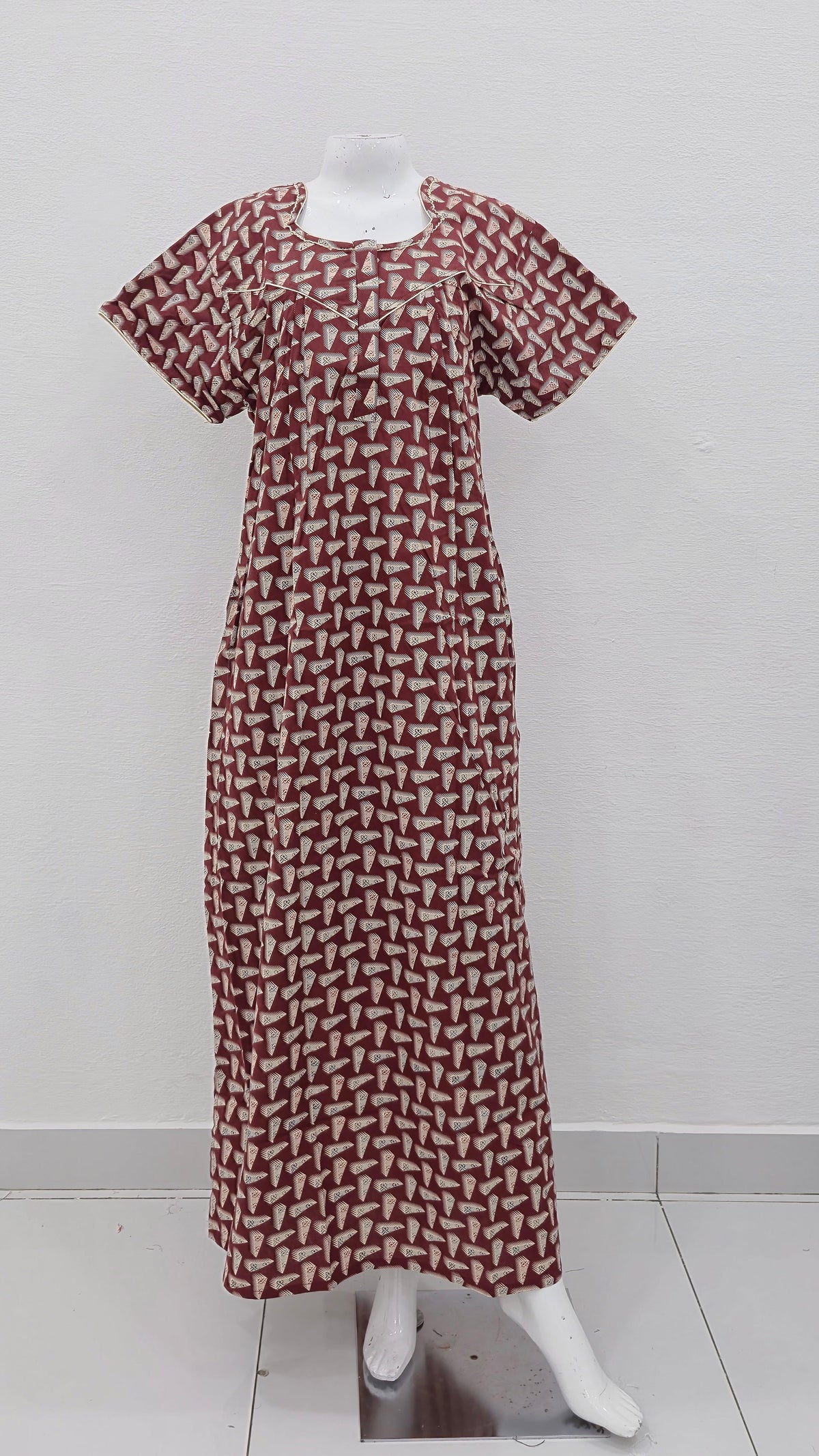 MANGAI Cotton Straight Zip Feeding Nighty |Post Pregnancy | Comfort and Style | Pleated Model | Soft Cotton Feeding Nighties (PSF)