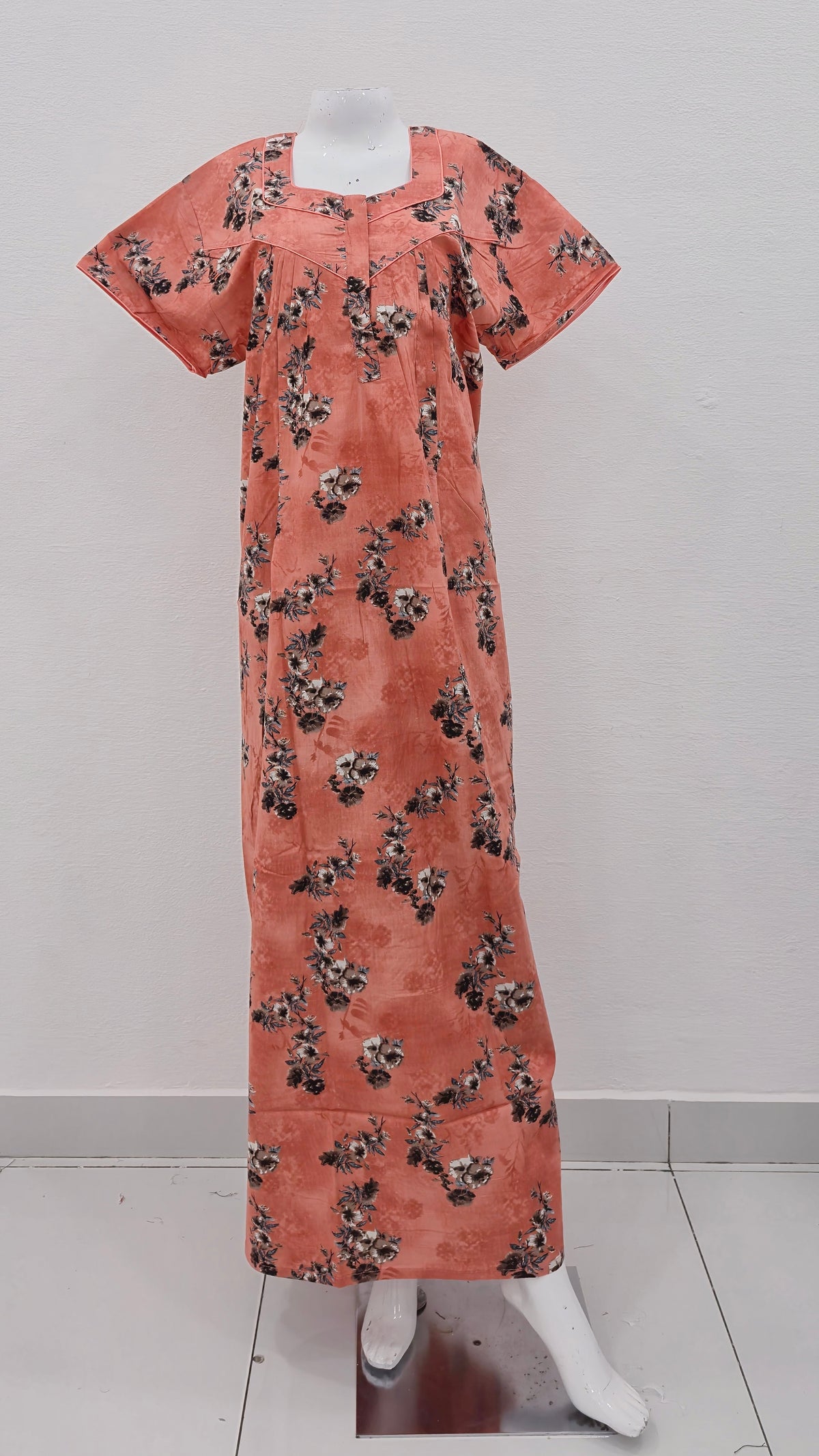 MANGAI Cotton Straight Zip Feeding Nighty |Post Pregnancy | Comfort and Style | Pleated Model | Soft Cotton Feeding Nighties (PSF)