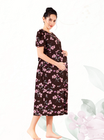 MANGAI HOSIERY Cotton Zipless Feeding Wear | Fancy Sleeve with Round Neck | Flap Open Zipless Feeding wear for Pregnancy Women (MMG)