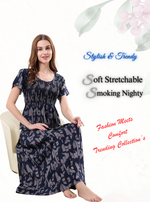 New Arrivals ALPINE Smocking Nighty | Beautiful Pleated Design | Side Pocket | Stylish Nighty for Trendy Women's | Your Perfect Nightwear Collection's (ALS)
