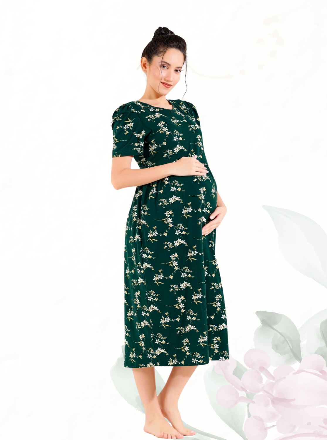 MANGAI HOSIERY Cotton Zipless Feeding Wear | Fancy Sleeve with Round Neck | Flap Open Zipless Feeding wear for Pregnancy Women (MMG)