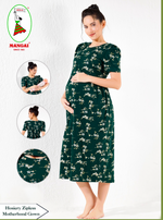 MANGAI HOSIERY Cotton Zipless Feeding Wear | Fancy Sleeve with Round Neck | Flap Open Zipless Feeding wear for Pregnancy Women (MMG)