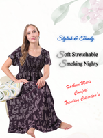 New Arrivals ALPINE Smocking Nighty | Beautiful Pleated Design | Side Pocket | Stylish Nighty for Trendy Women's | Your Perfect Nightwear Collection's (ALS)