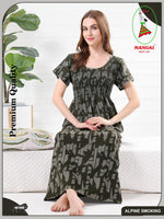 New Arrivals ALPINE Smocking Nighty | Beautiful Pleated Design | Side Pocket | Stylish Nighty for Trendy Women's | Your Perfect Nightwear Collection's (ALS)