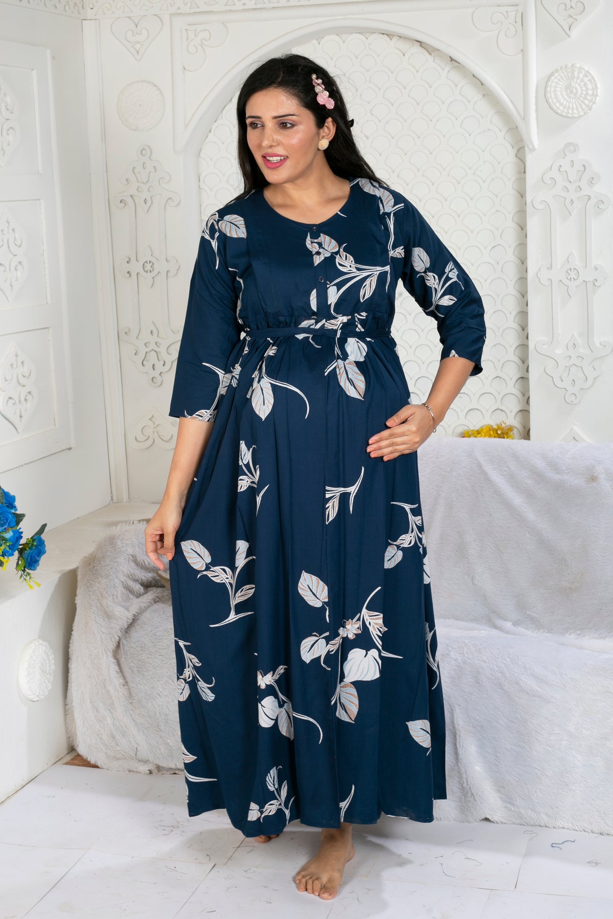 Soft Rayon4-IN-ONE Mom's Feeding & Casual Wear| Pre & Post Maternity Wear | Fancy Long Frock | Best Choice for Pregnancy Women (4-IN-ONE)