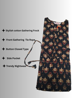 Cotton Gathering Frock for Summer Arrivals | Side Pocket | Elegant Casual Night Wear for Trendy Women's (FKC)