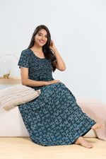 MANGAI RAYON Smocking Nighty | Beautiful Pleated Design | Side Pocket | Stylish Nighty for Trendy Women's | Your Perfect Nightwear Collection's (SRN)