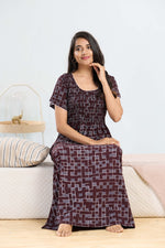 MANGAI RAYON Smocking Nighty | Beautiful Pleated Design | Side Pocket | Stylish Nighty for Trendy Women's | Your Perfect Nightwear Collection's (SRN)