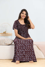 MANGAI RAYON Smocking Nighty | Beautiful Pleated Design | Side Pocket | Stylish Nighty for Trendy Women's | Your Perfect Nightwear Collection's (SRN)