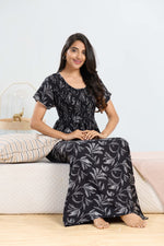 MANGAI RAYON Smocking Nighty | Beautiful Pleated Design | Side Pocket | Stylish Nighty for Trendy Women's | Your Perfect Nightwear Collection's (SRN)